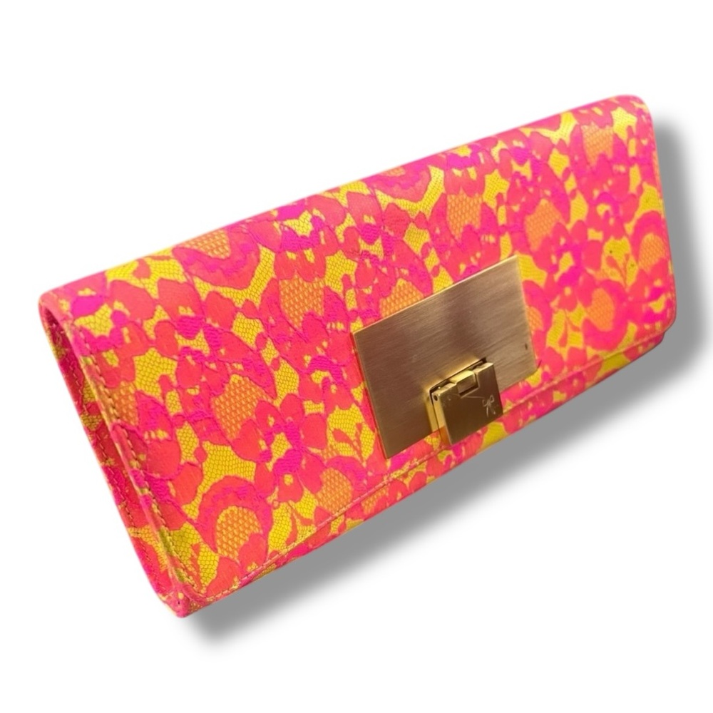 Azzurra Gronchi Vibrant Pink and Yellow Clutch